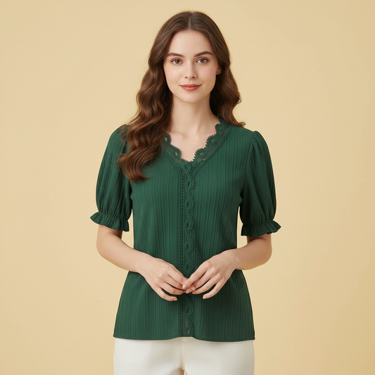 Astrid | Chemisier Femme Chic en Dentelle Été