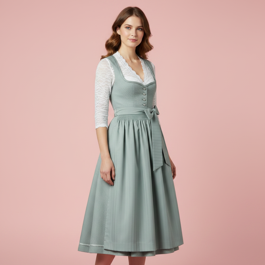 Dirndl Élégant | Tenue Oktoberfest Femme avec Chemisier et Tablier