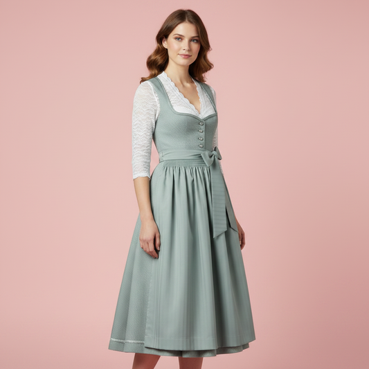 Dirndl Élégant | Tenue Oktoberfest Femme avec Chemisier et Tablier