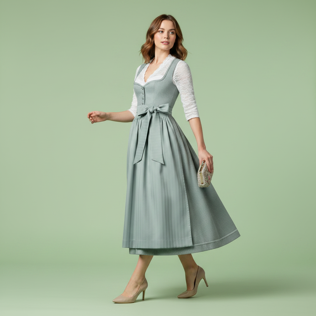 Dirndl Élégant | Tenue Oktoberfest Femme avec Chemisier et Tablier