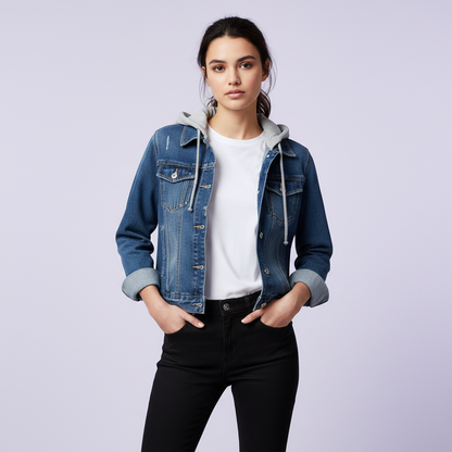 Veste En Jean Femme Avec Capuche Amovible | Veste Décontractée