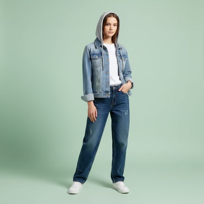 Veste En Jean Femme Avec Capuche Amovible | Veste Décontractée